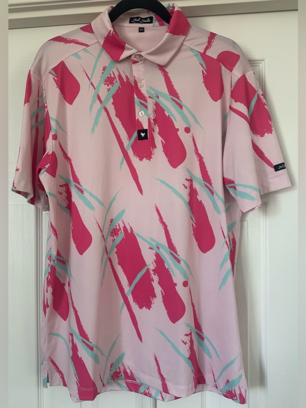 Bad Birdie Shandy Golf Polo Large Pink Abstract TPC Scottsdale Performance Polo